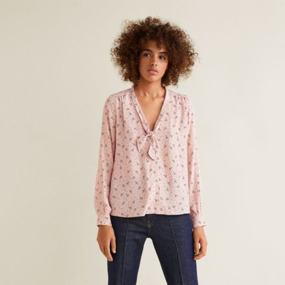 Bow printed blouse - Women | Mango USA